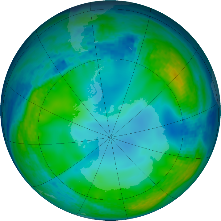 Antarctic ozone map for 23 June 2004
